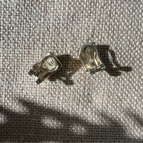 Lauren Conrad diamond chevron rust green pattern clip on earrings clippies gold - Picture 3 of 5